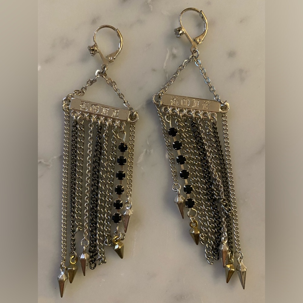 Silver & Black Dangly Earrings